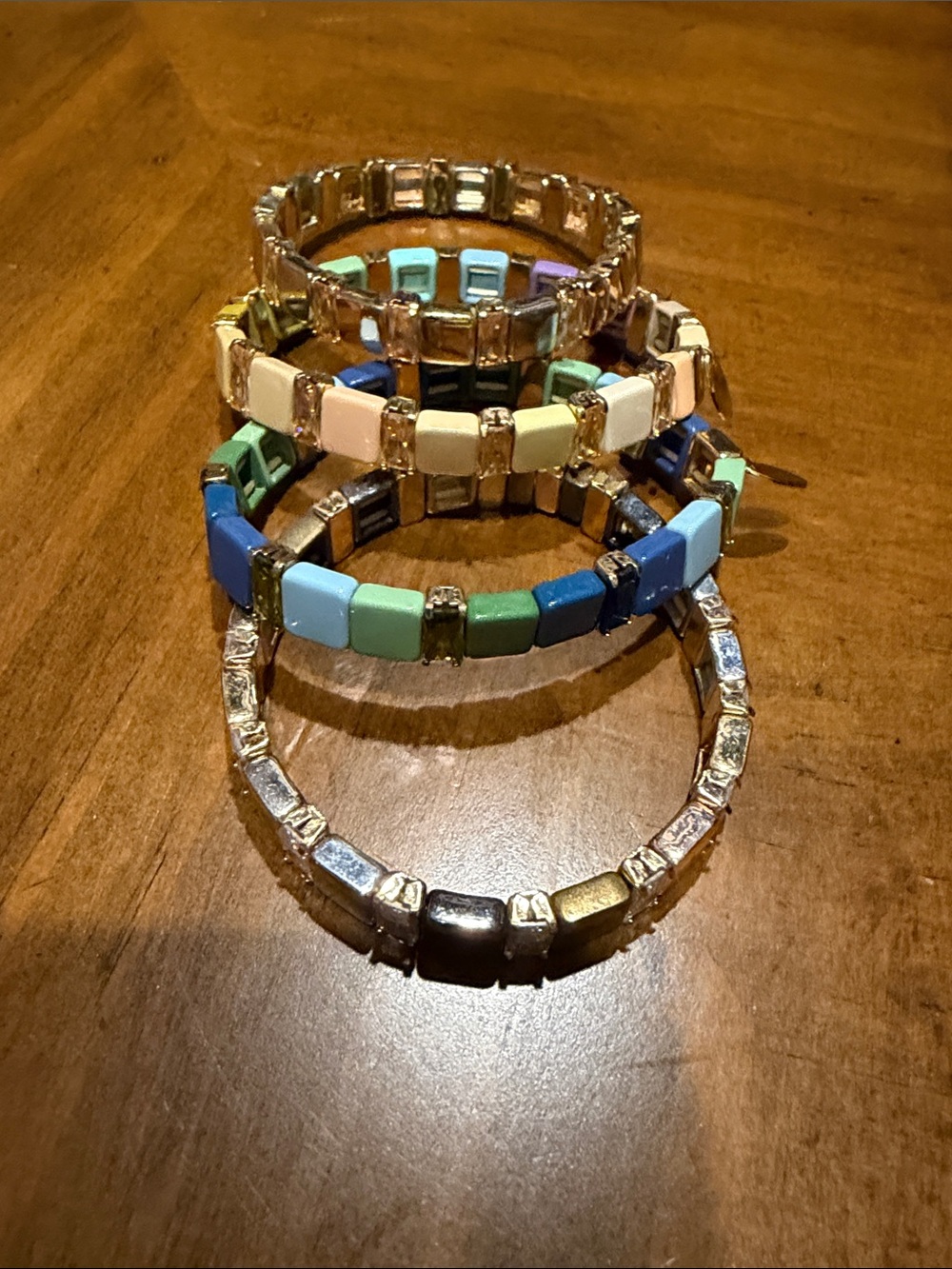 Colorblock Tile Stretch Bracelet Set - Multicolor